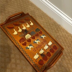 Vintage Cottagecore Wooden Serving Tray